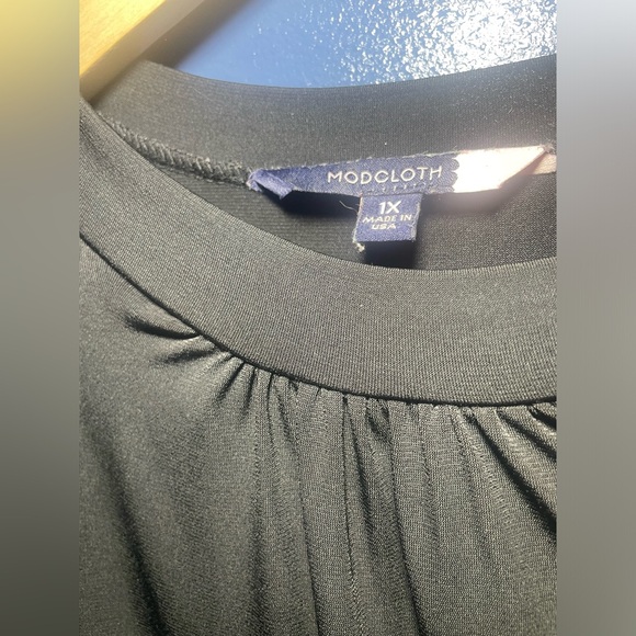 ModCloth Black Mid-Length Sleeveless Dress with Pussycat Bow/Pockets, Size 1X - Picture 3 of 6